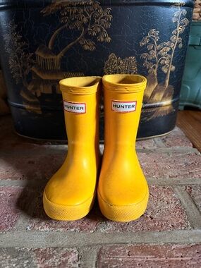 Hunter Yellow Kids' Rubber Rain Boots